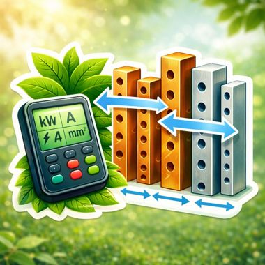 Kalkulator doboru wymiarów płaskownika (szynoprzewodu) na podstawie prądu lub mocy