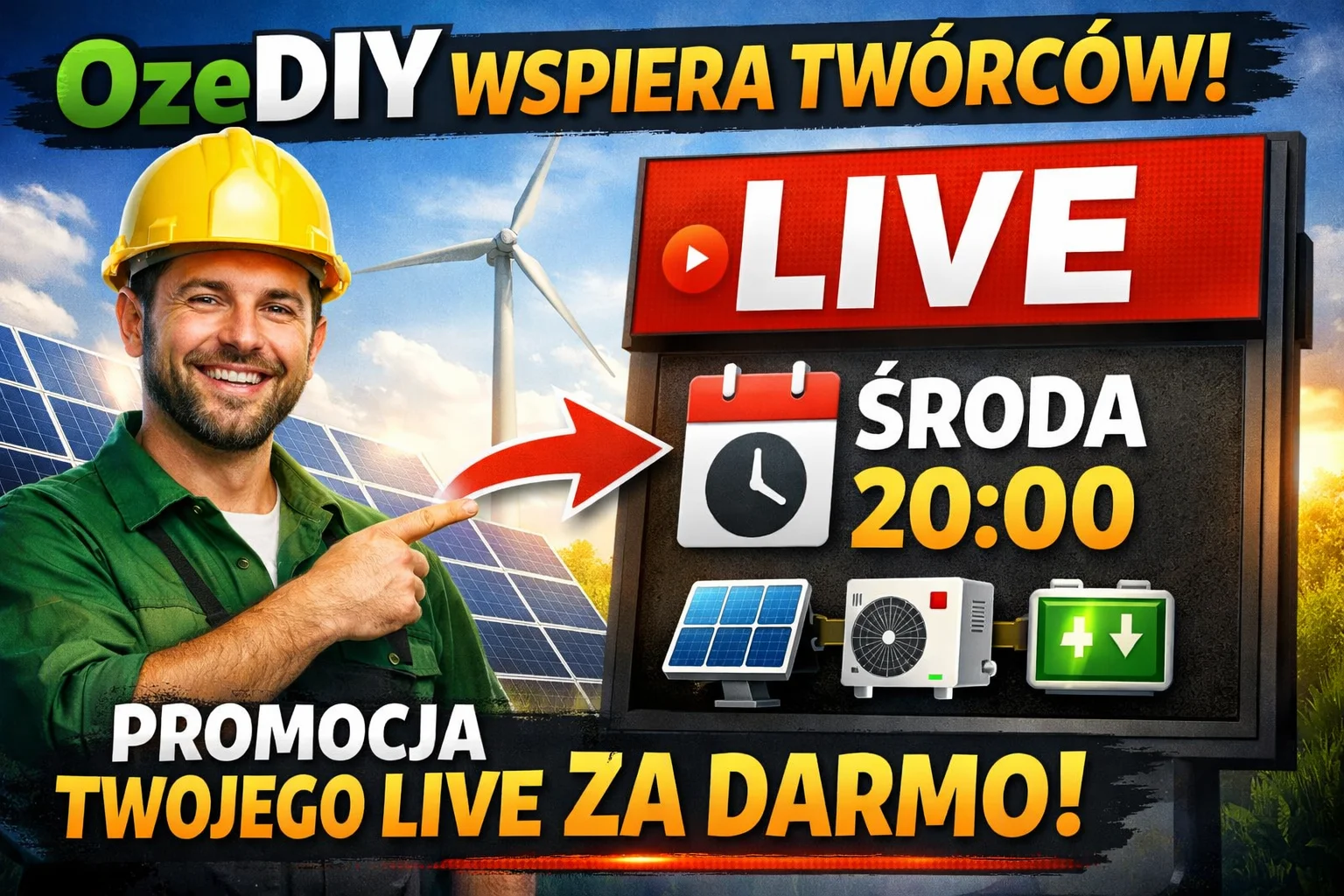 OzeDIY wspiera twórców - bezpłatna promocja Twoich transmisji na żywo
