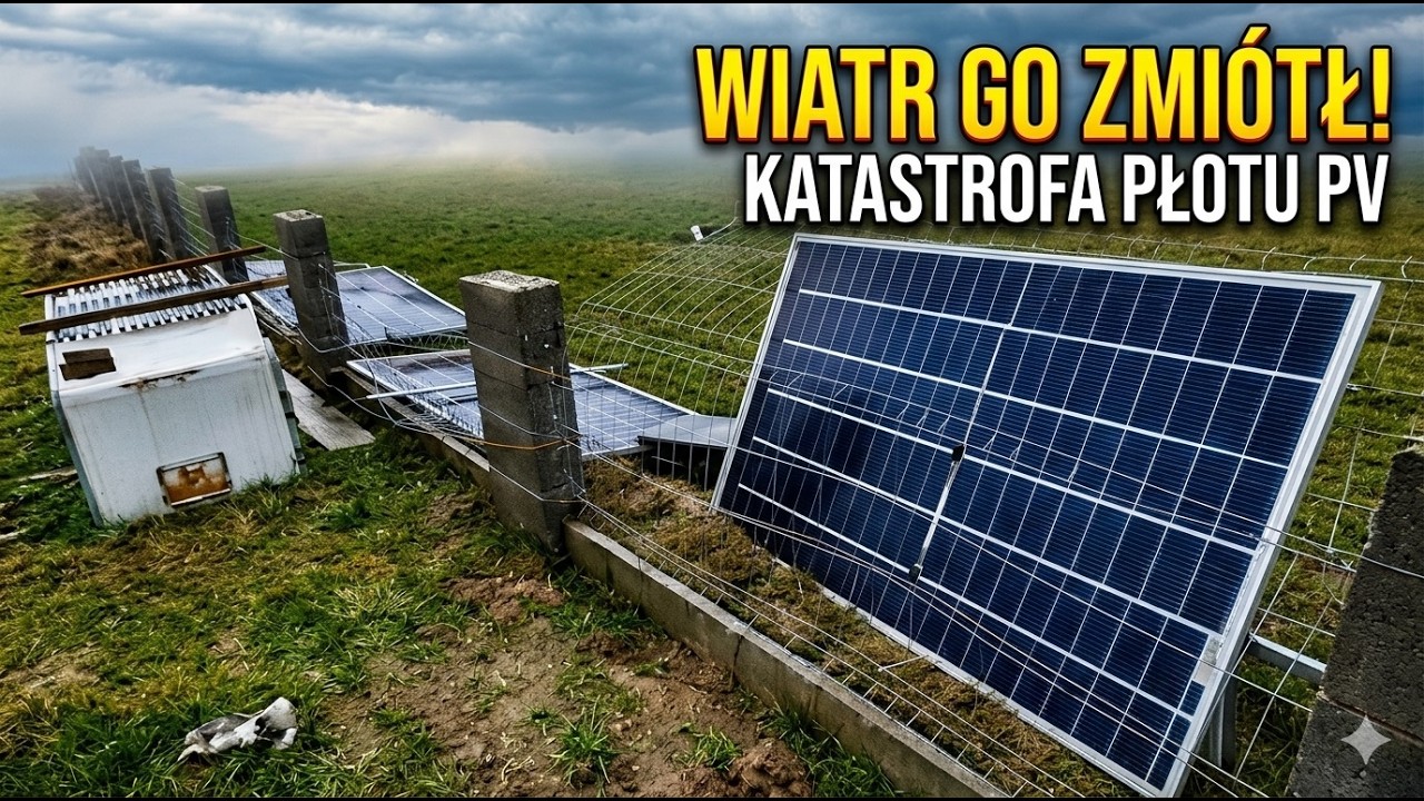 LANY PONIEDZIAŁEK i Katastrofa płotu fotowoltaicznego - panele pv nie wytrzymały- dom za złotówke